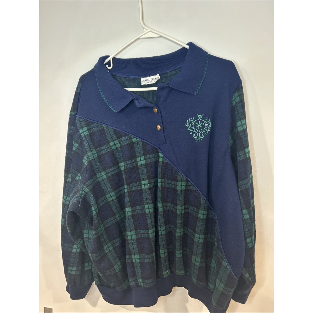 VTG‎ 90s Alfred dunner collared sweatshirt blue/green women 3X Plaid